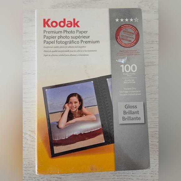 Kodak Other - Kodak Premium Photo Paper Gloss Sheets Instant Dry 4x6 Universal 100 Sheets
